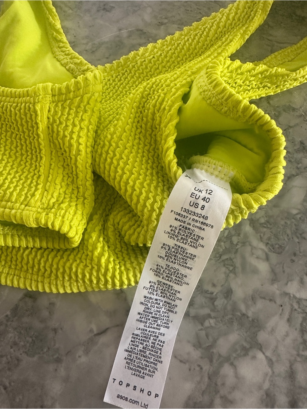 H&M Neon Yellow Textured Ribbed Bikini Set - Picture 2 of 5